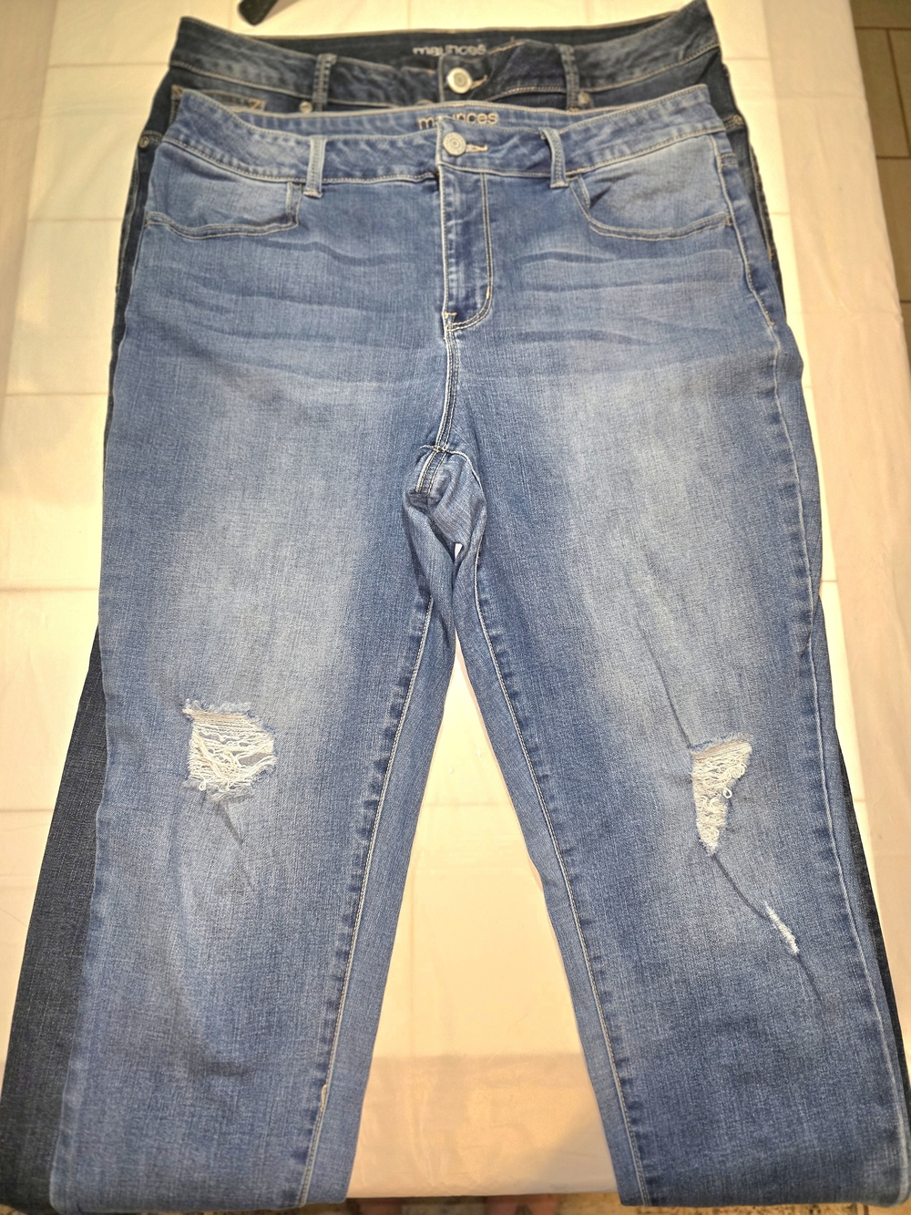 Maurices Light Blue Distressed Ankle Jeans